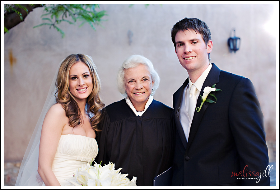 We had to include this picture of the happy couple with their officiant, Justice O'Connor.